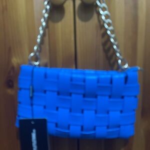 PrettyLittleThing Vibrant Blue Woven Clutch